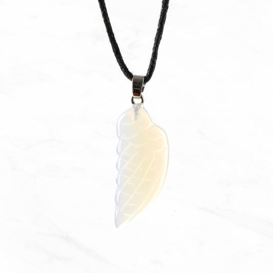 Angel Wing Pendant Necklace - Opalite