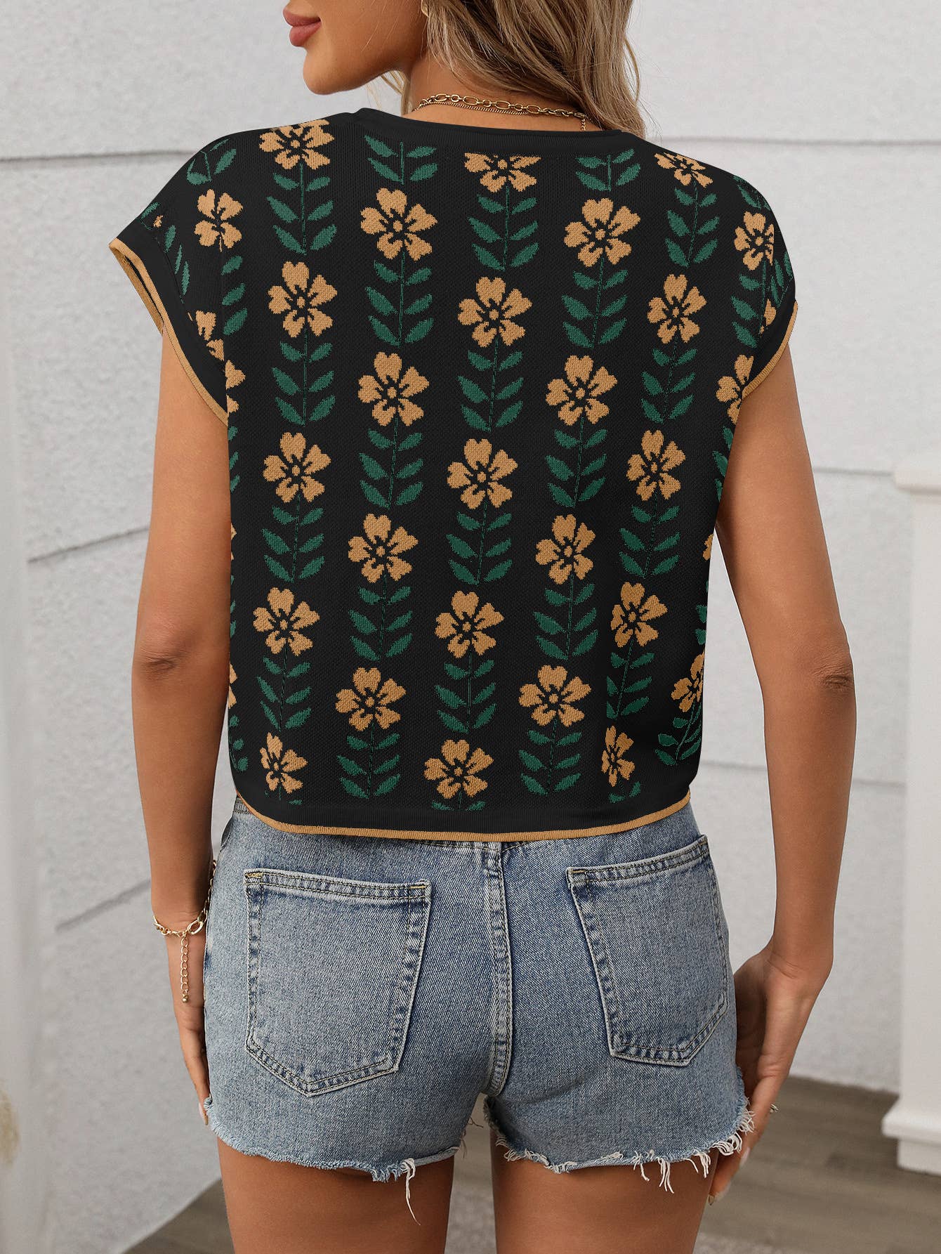 Knit Top with Floral Detail