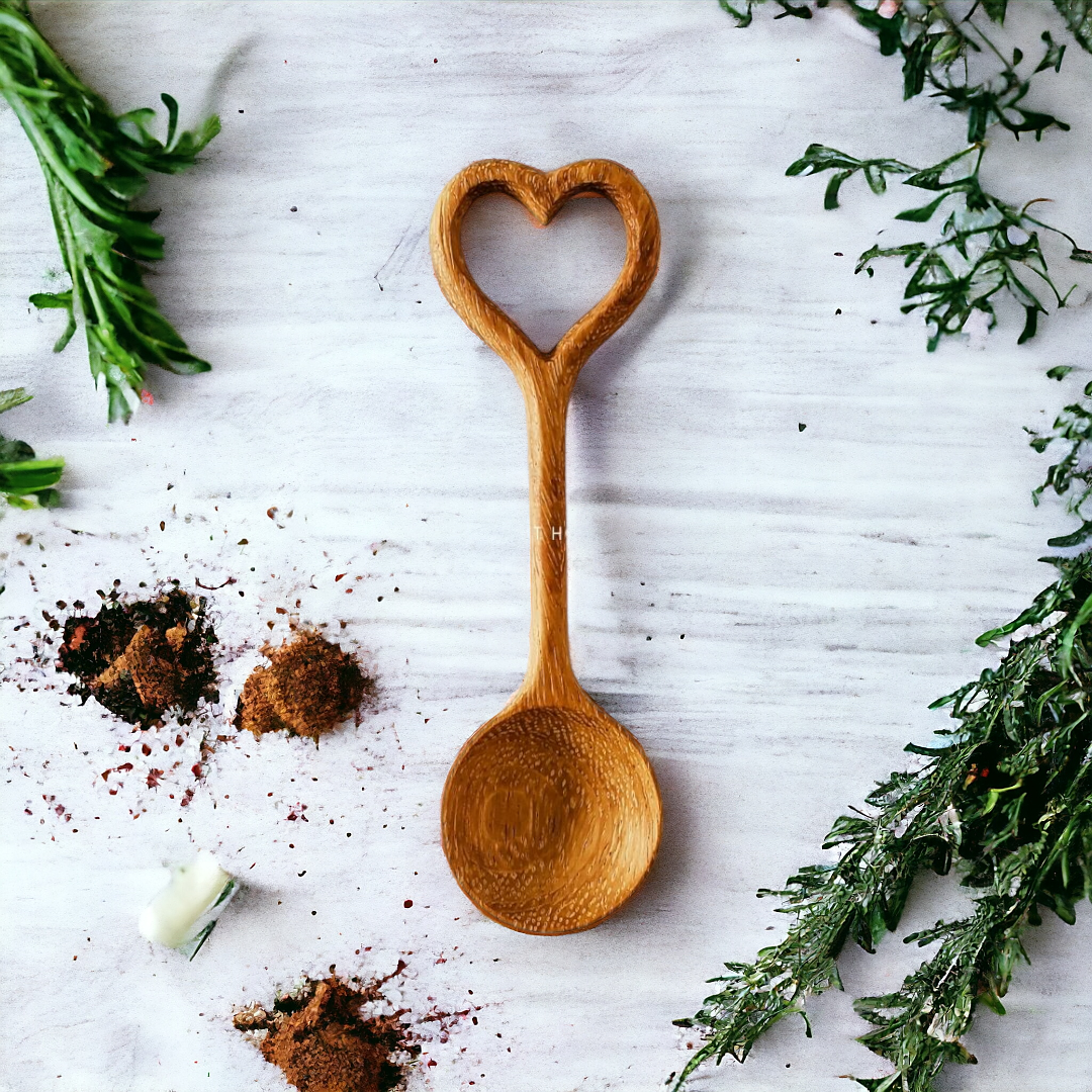 Hand Carved Wooden Heart Spoon - Home Decor and Gifts