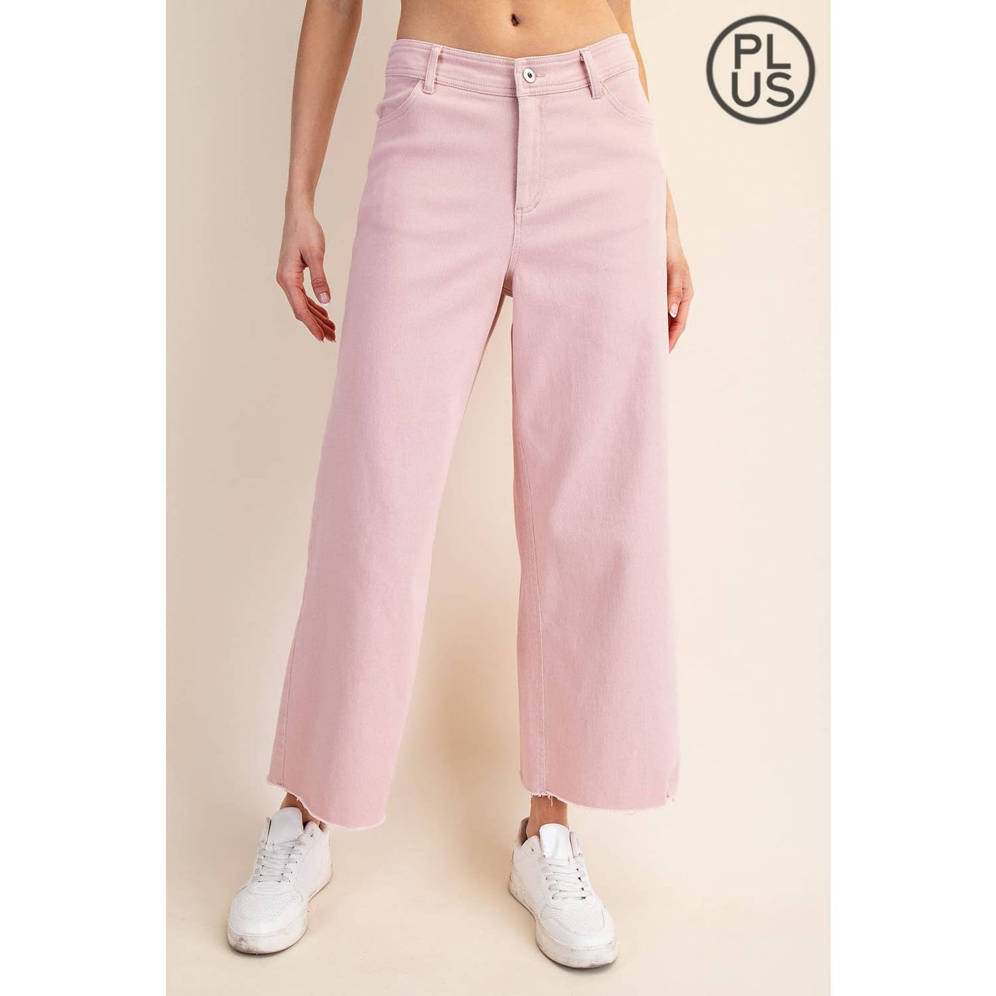 Plus Size Cotton Wide Leg Ankle Pant