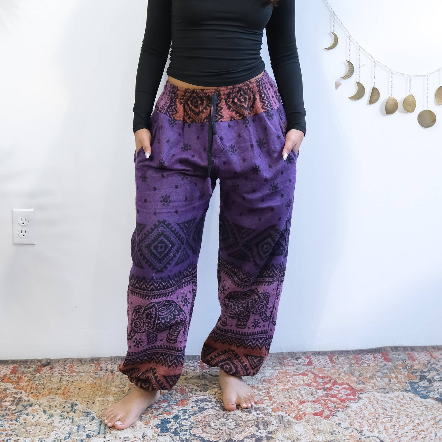 Elephant Print  Wool Blend Fall Winter Baggy Pants