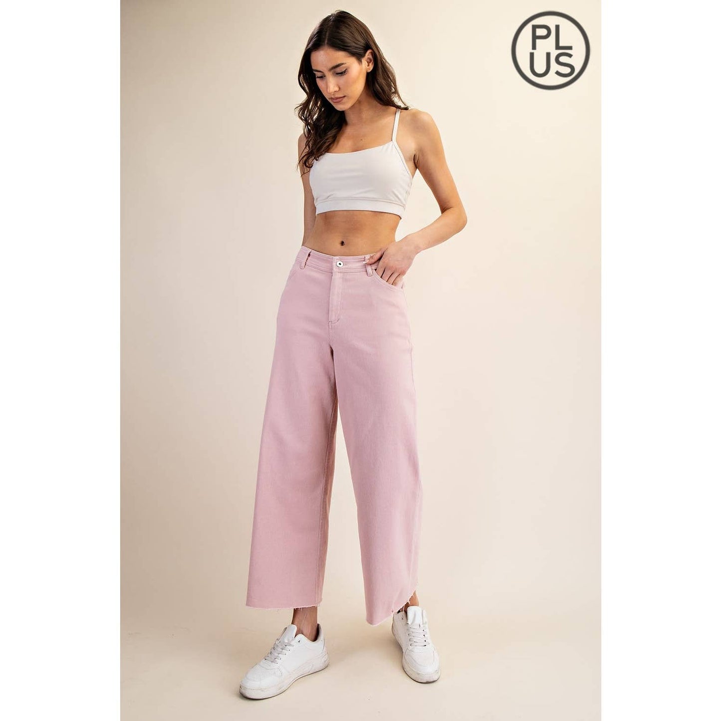 Plus Size Cotton Wide Leg Ankle Pant