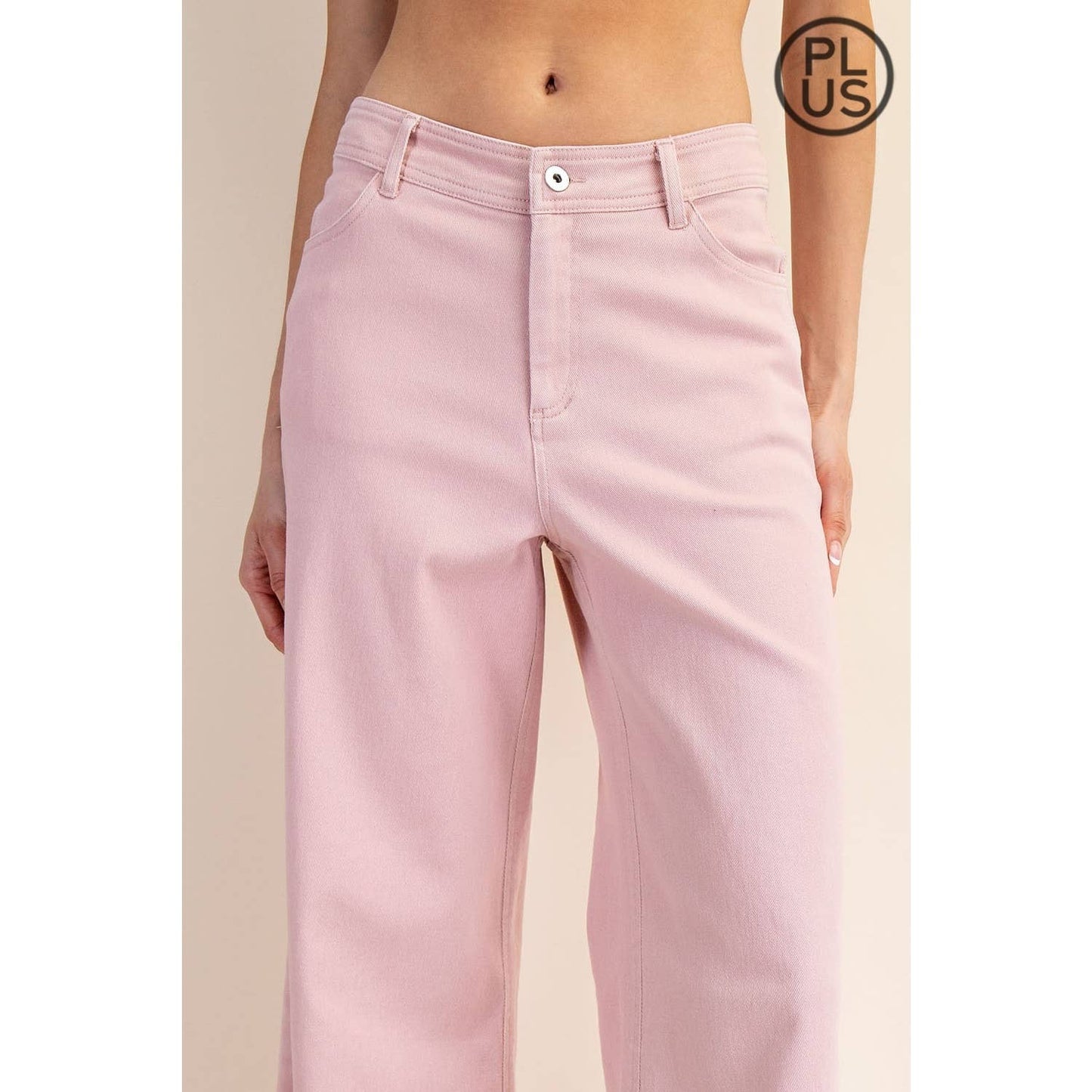 Plus Size Cotton Wide Leg Ankle Pant