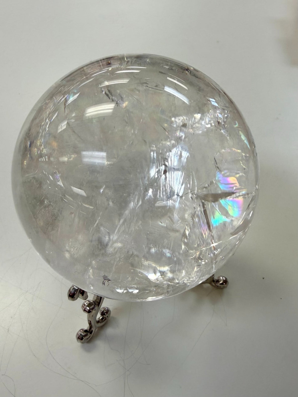 Rainbow Clear Quartz Sphere (with stand)