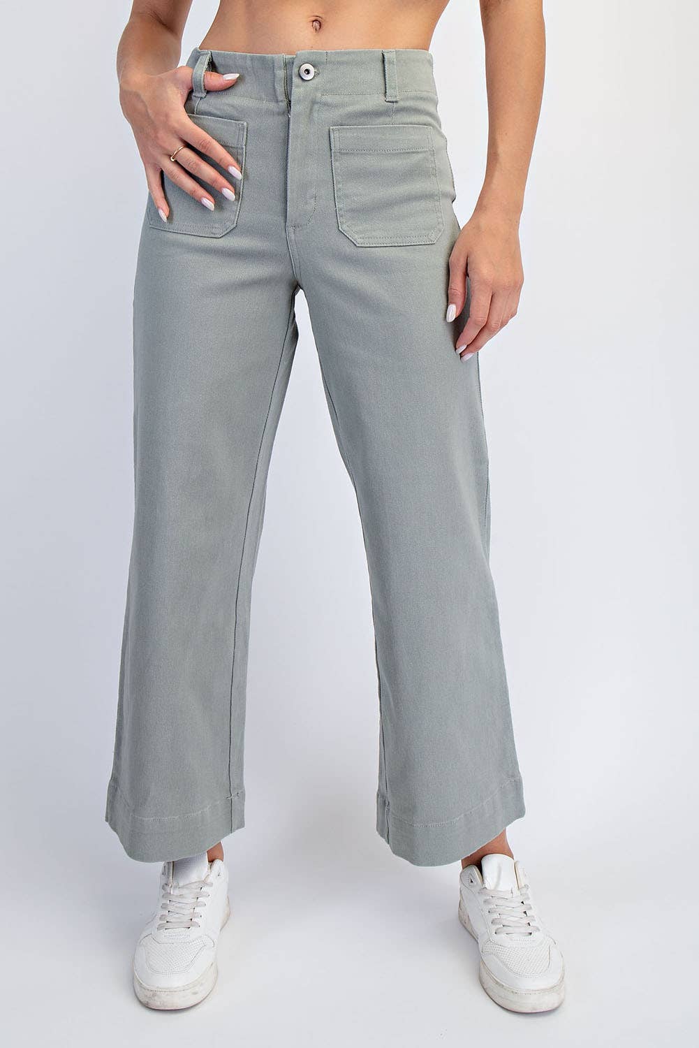 Heavy Cotton Twill Cropped Wide Pants