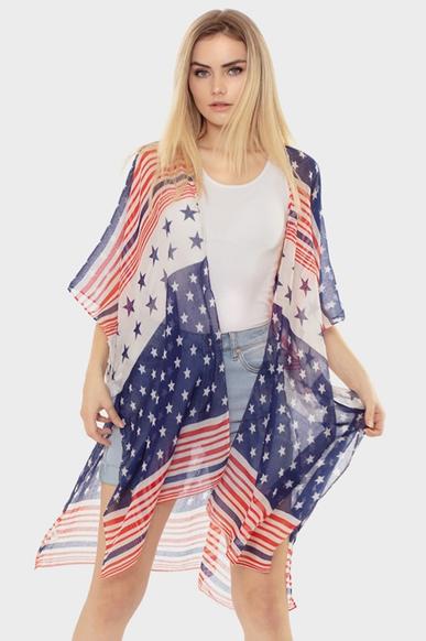 American Flag Multi Striped Summer Kimono
