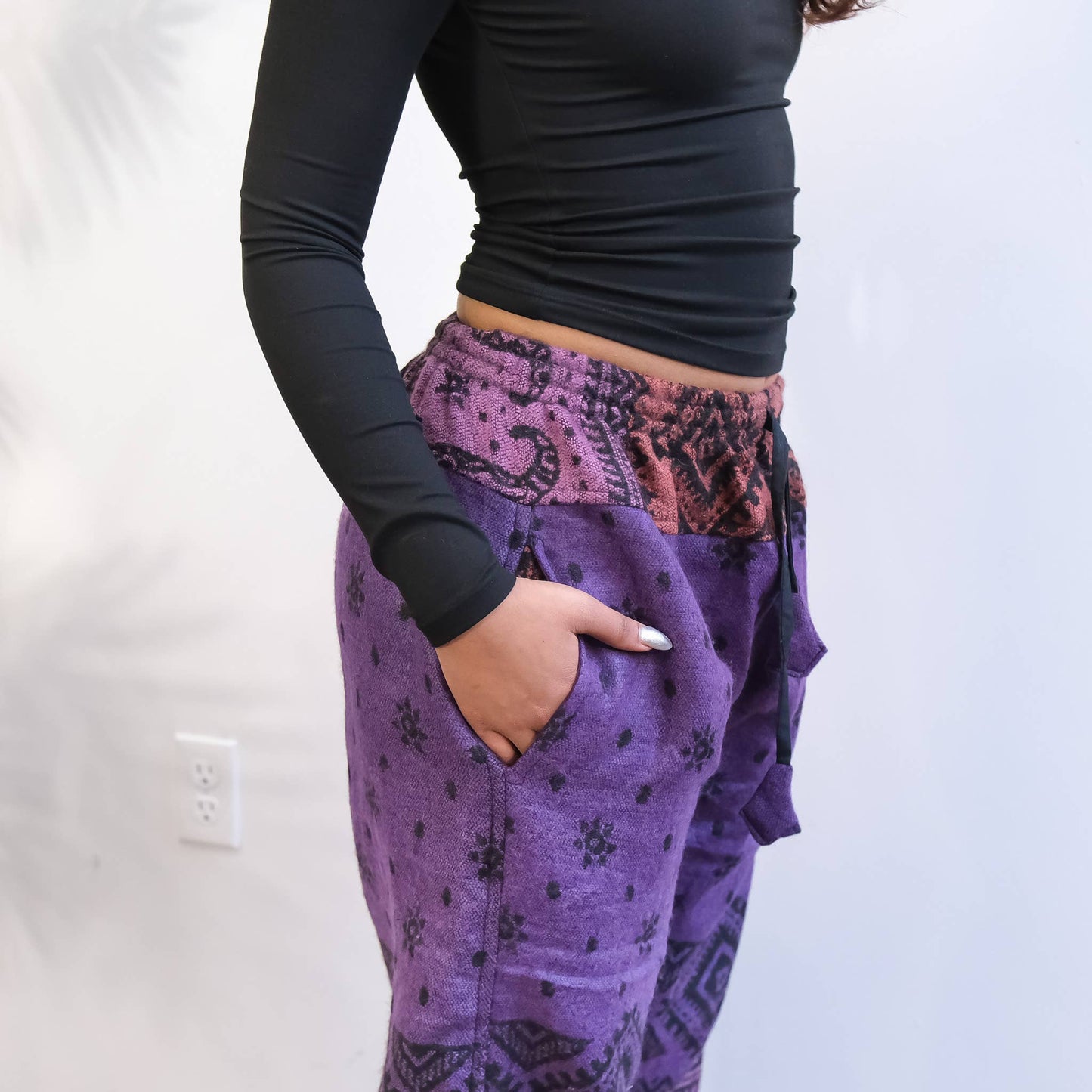Elephant Print  Wool Blend Fall Winter Baggy Pants