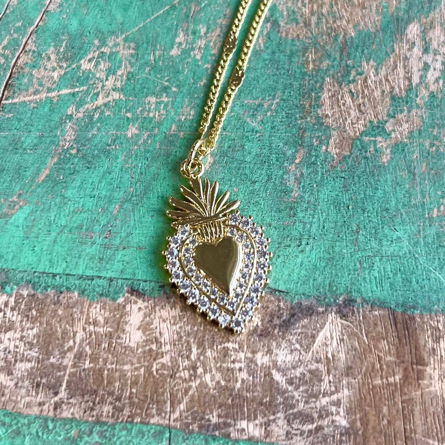 Shining Sacred Heart Necklace or Earrings