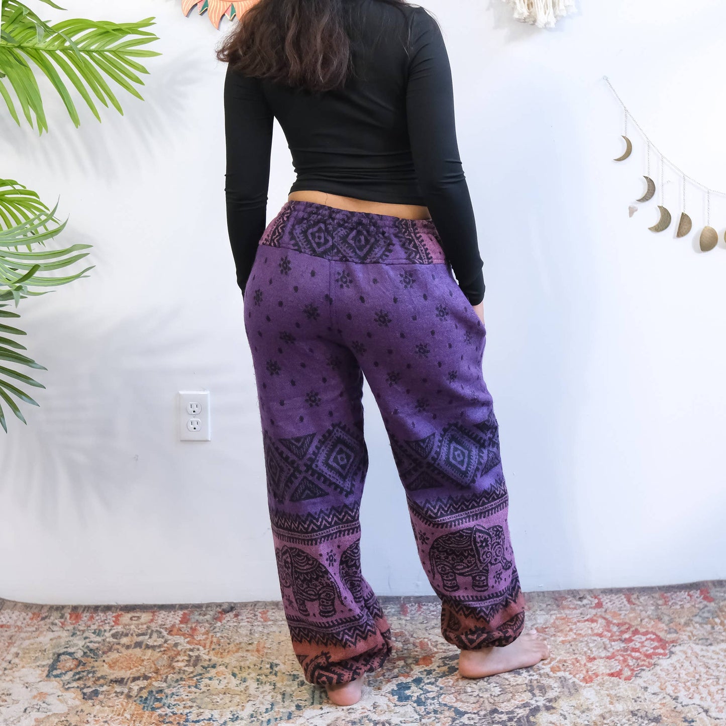 Elephant Print  Wool Blend Fall Winter Baggy Pants