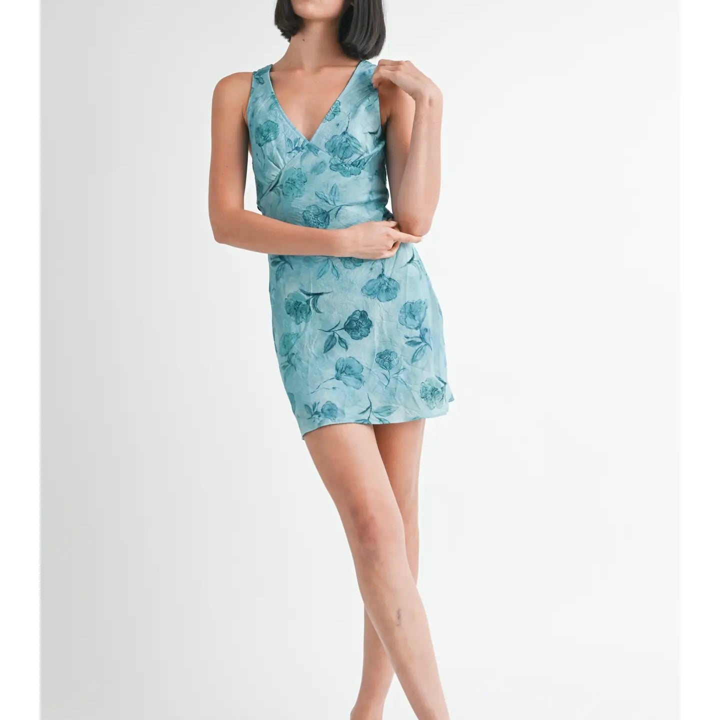 Floral V-Neck Mini Slip Dress