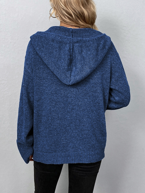 Knitted Hoddy Style Button Down Cardigan