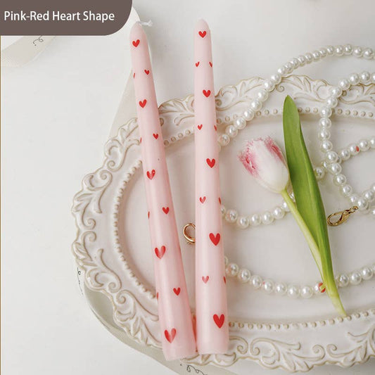 2pcs Valentine's Day Heart Print Smokeless Pillar Candle