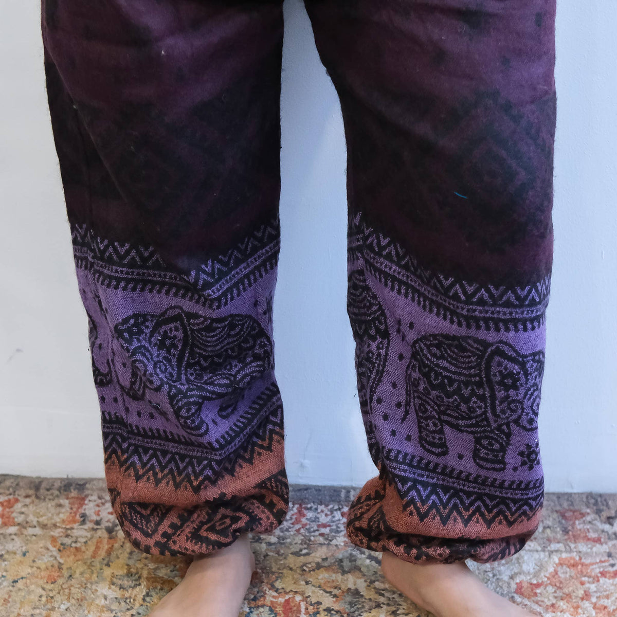 Elephant Print  Wool Blend Fall Winter Baggy Pants