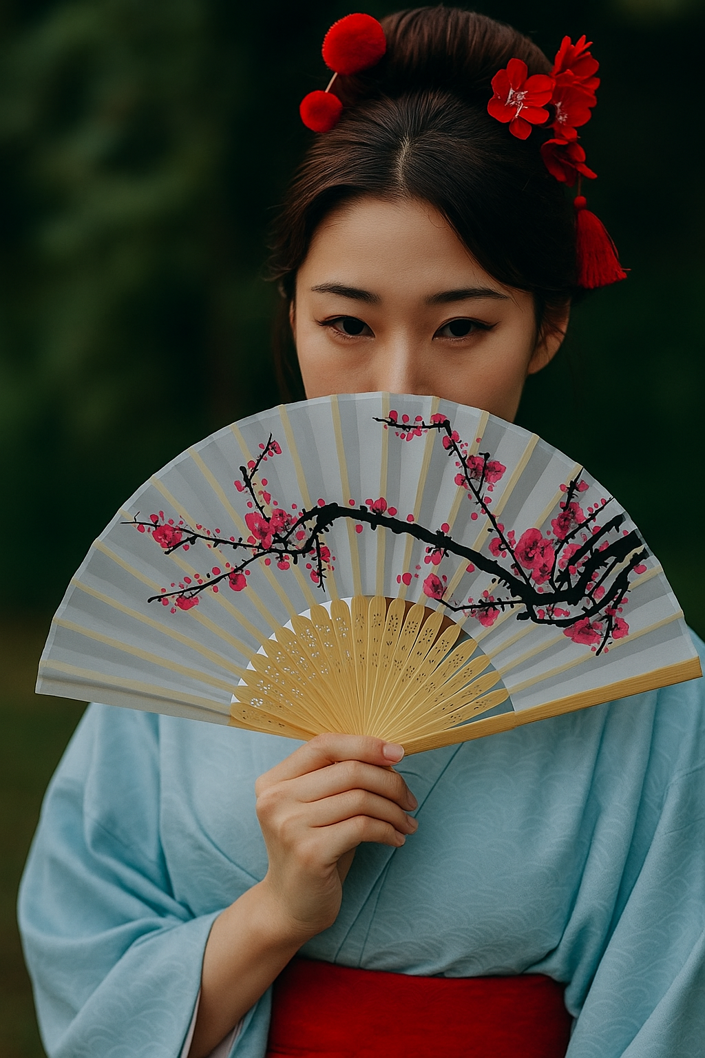 Sandal Wood Fans - Cherry Blossom